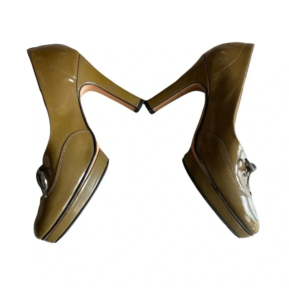 REPETTO Taupe Patent Leather Classic Platform Shoes Size 35/5